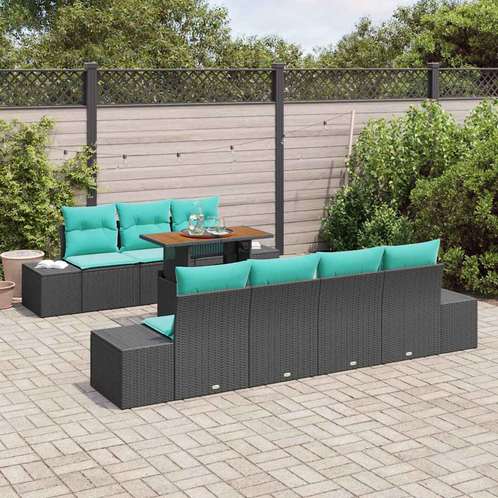 vidaXL Tuin Sofa Set 8 st Zwart Poly riet