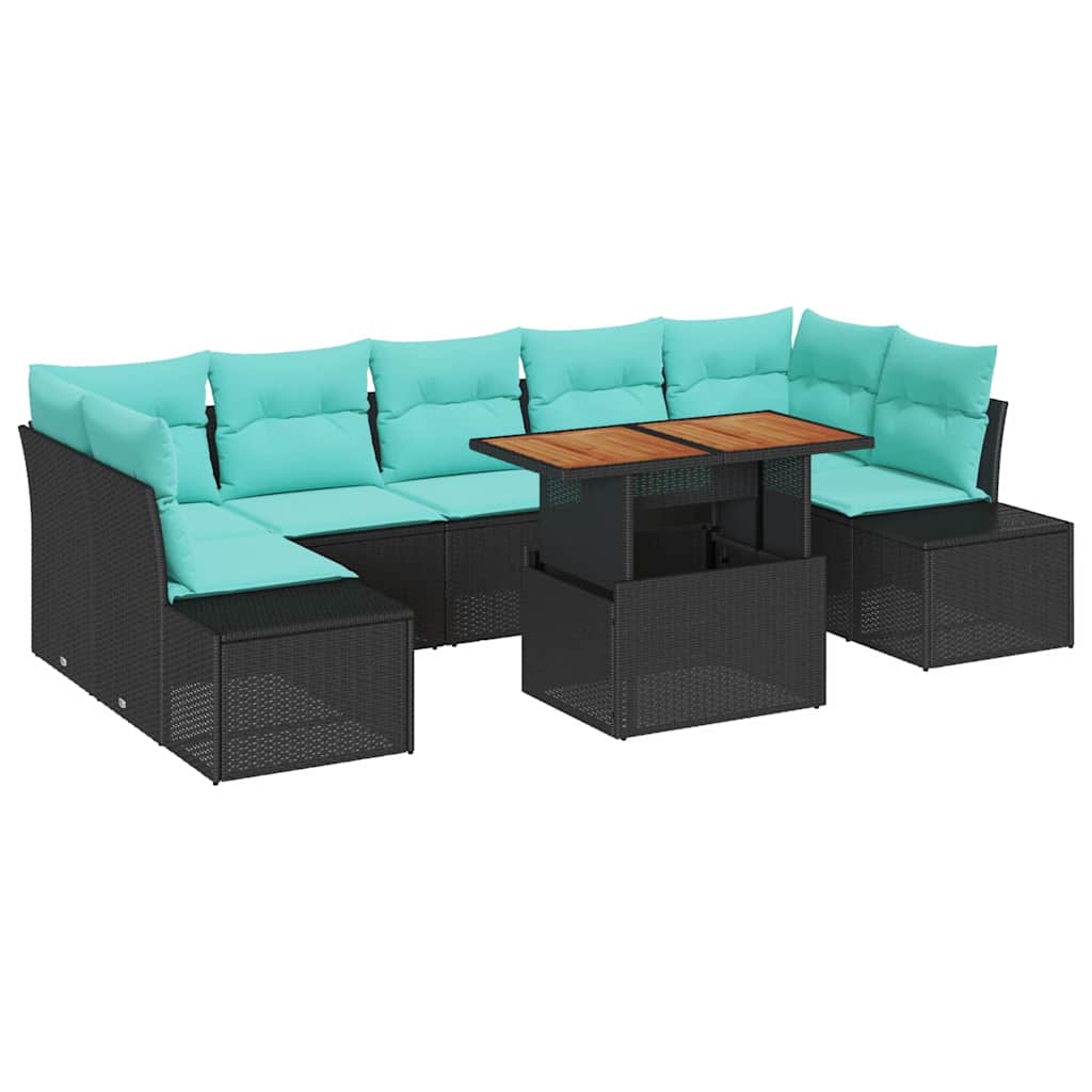 vidaXL Tuin Sofa Set 8 st Zwart Poly riet