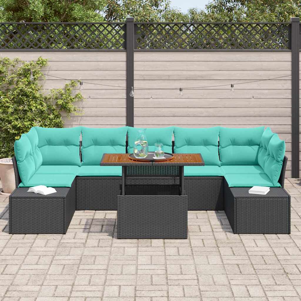 vidaXL Tuin Sofa Set 8 st Zwart Poly riet