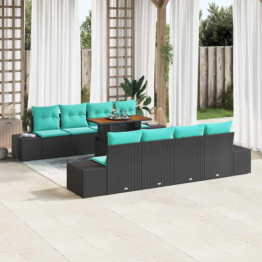 vidaXL Tuin Sofa Set 9 st Zwart Poly riet