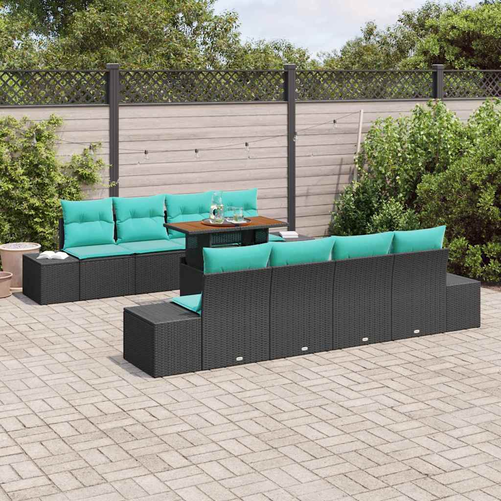 vidaXL Tuin Sofa Set 9 st Zwart Poly riet