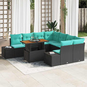 vidaXL Tuin Sofa Set 9 st Zwart Poly riet