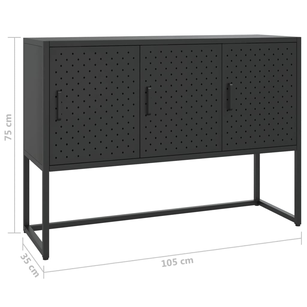 vidaXL Dressoir 105x35x75 cm staal zwart