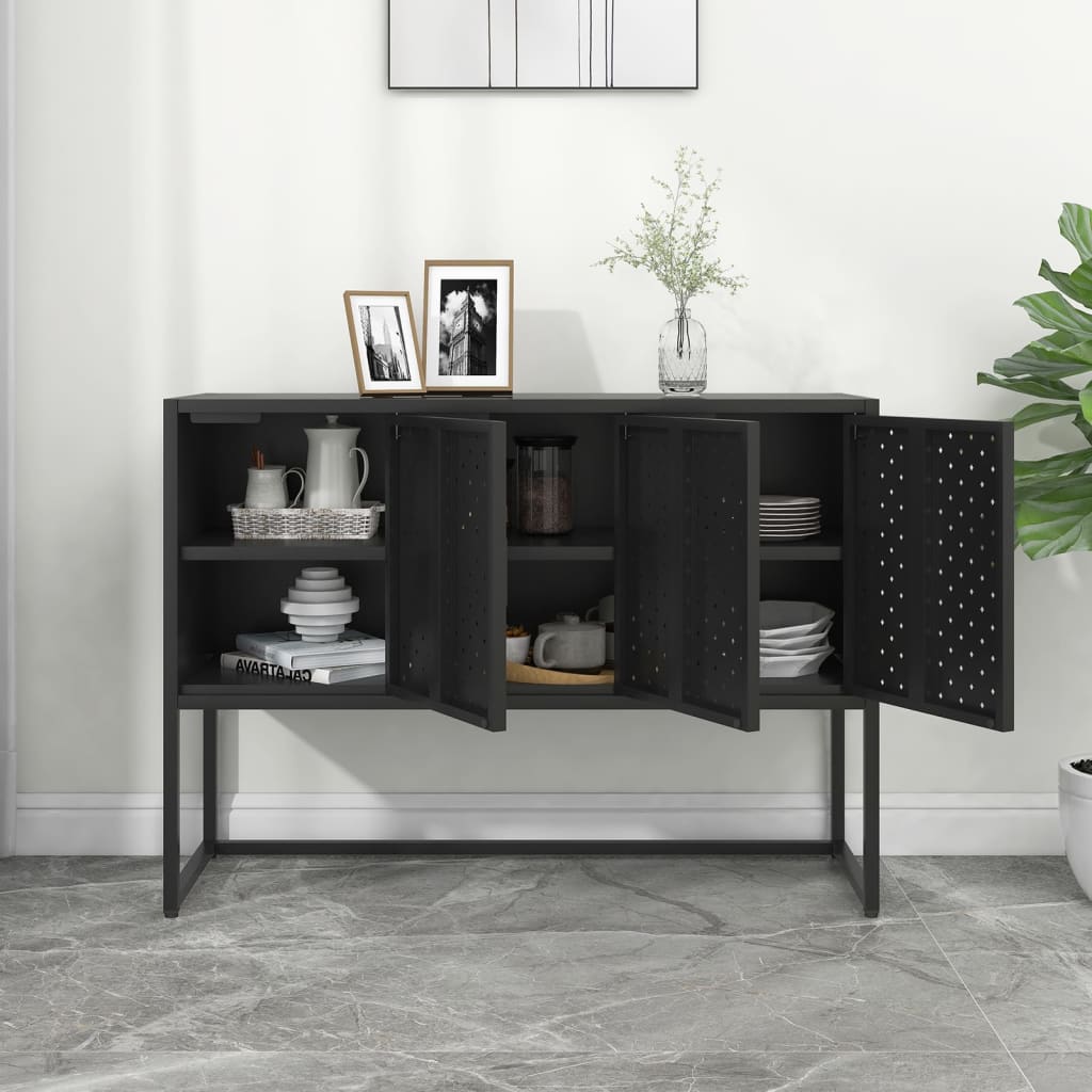 vidaXL Dressoir 105x35x75 cm staal zwart