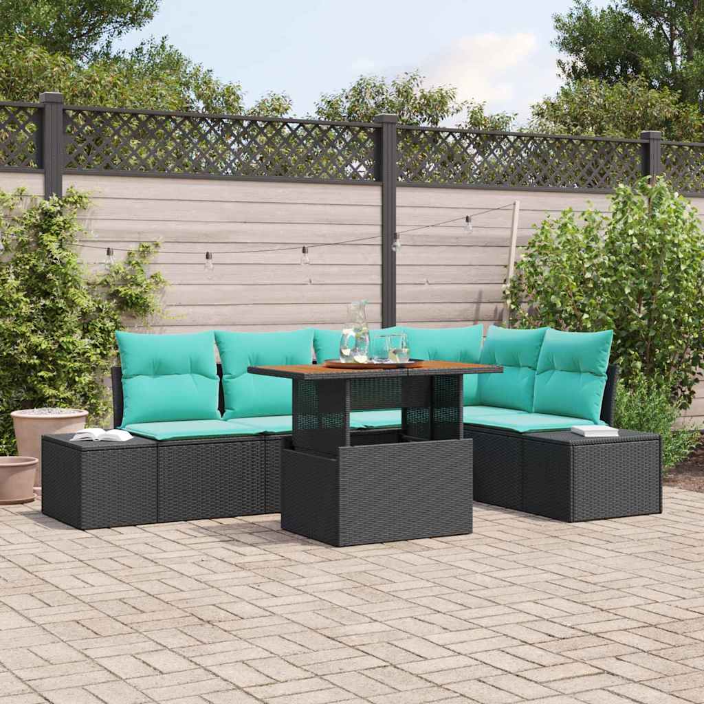 vidaXL Tuin Sofa Set 6 st Zwart Poly riet