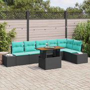 vidaXL Tuin Sofa Set 7 st Zwart Poly riet