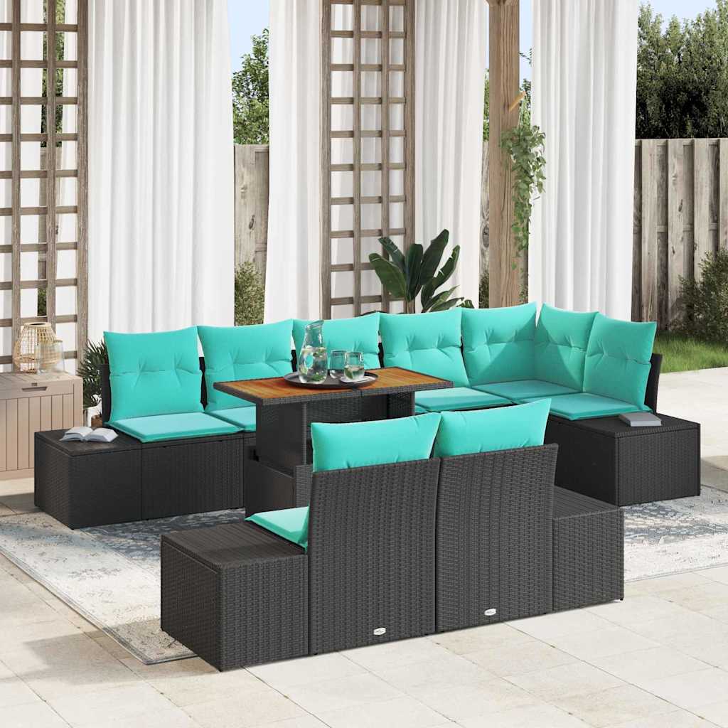 vidaXL Tuin Sofa Set 9 st Zwart Poly riet