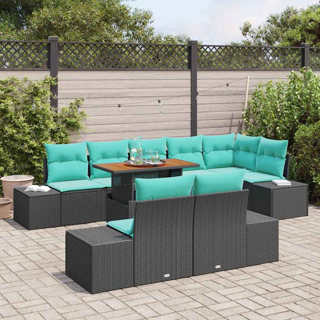 vidaXL Tuin Sofa Set 9 st Zwart Poly riet