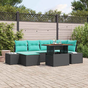 vidaXL Tuin Sofa Set 7 st Zwart Poly riet