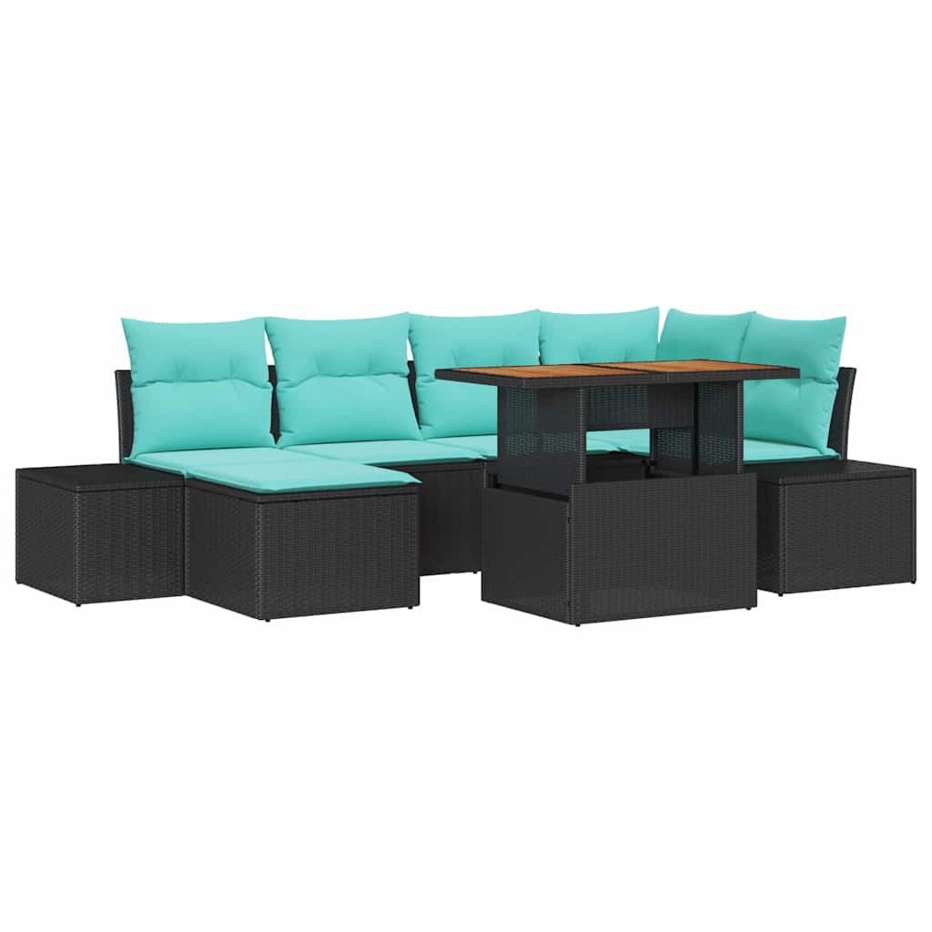 vidaXL Tuin Sofa Set 7 st Zwart Poly riet