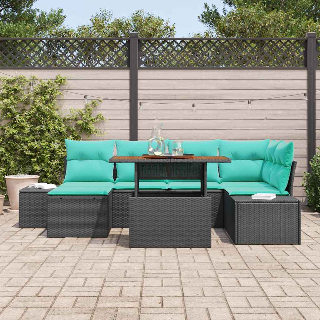 vidaXL Tuin Sofa Set 7 st Zwart Poly riet