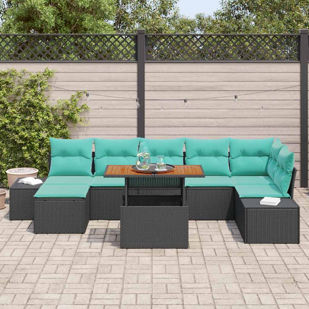 vidaXL Tuin Sofa Set 8 st Zwart Poly riet