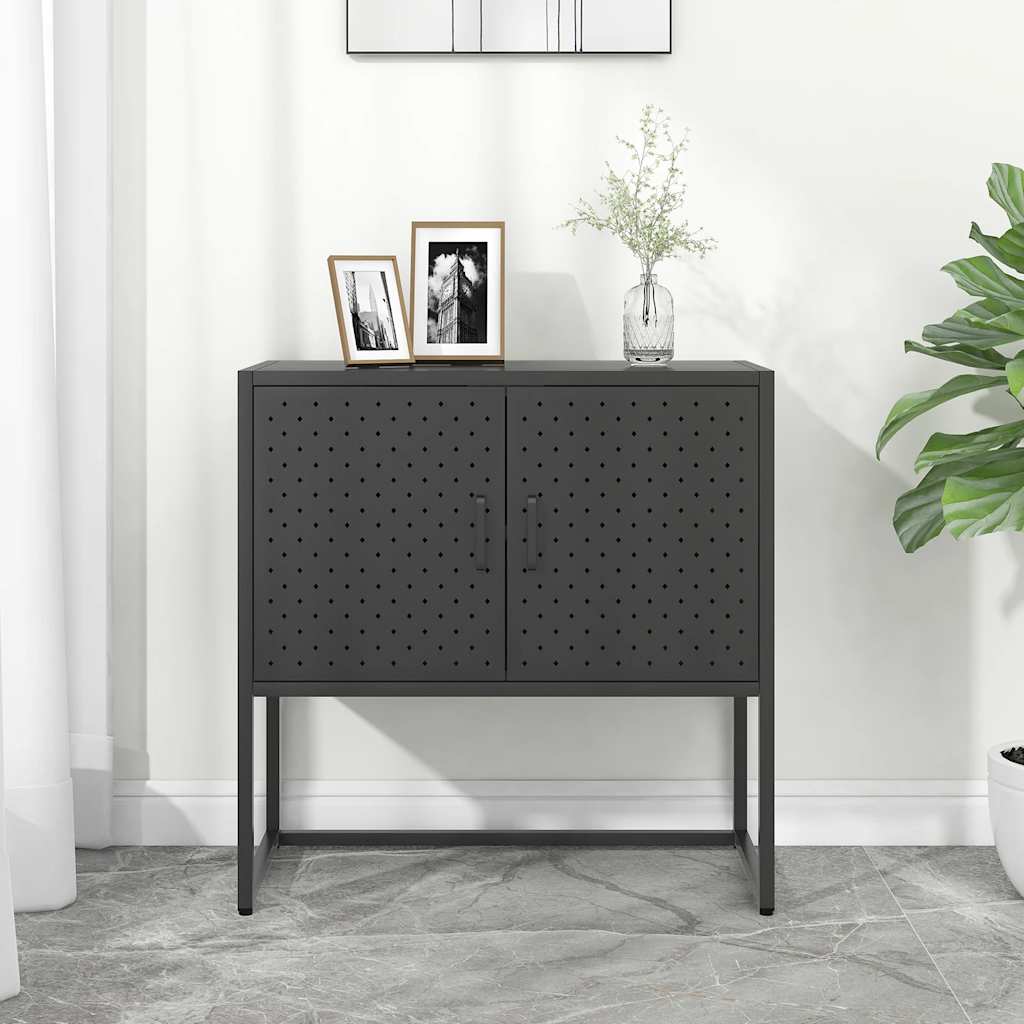 vidaXL Dressoir 105x35x75 cm staal zwart