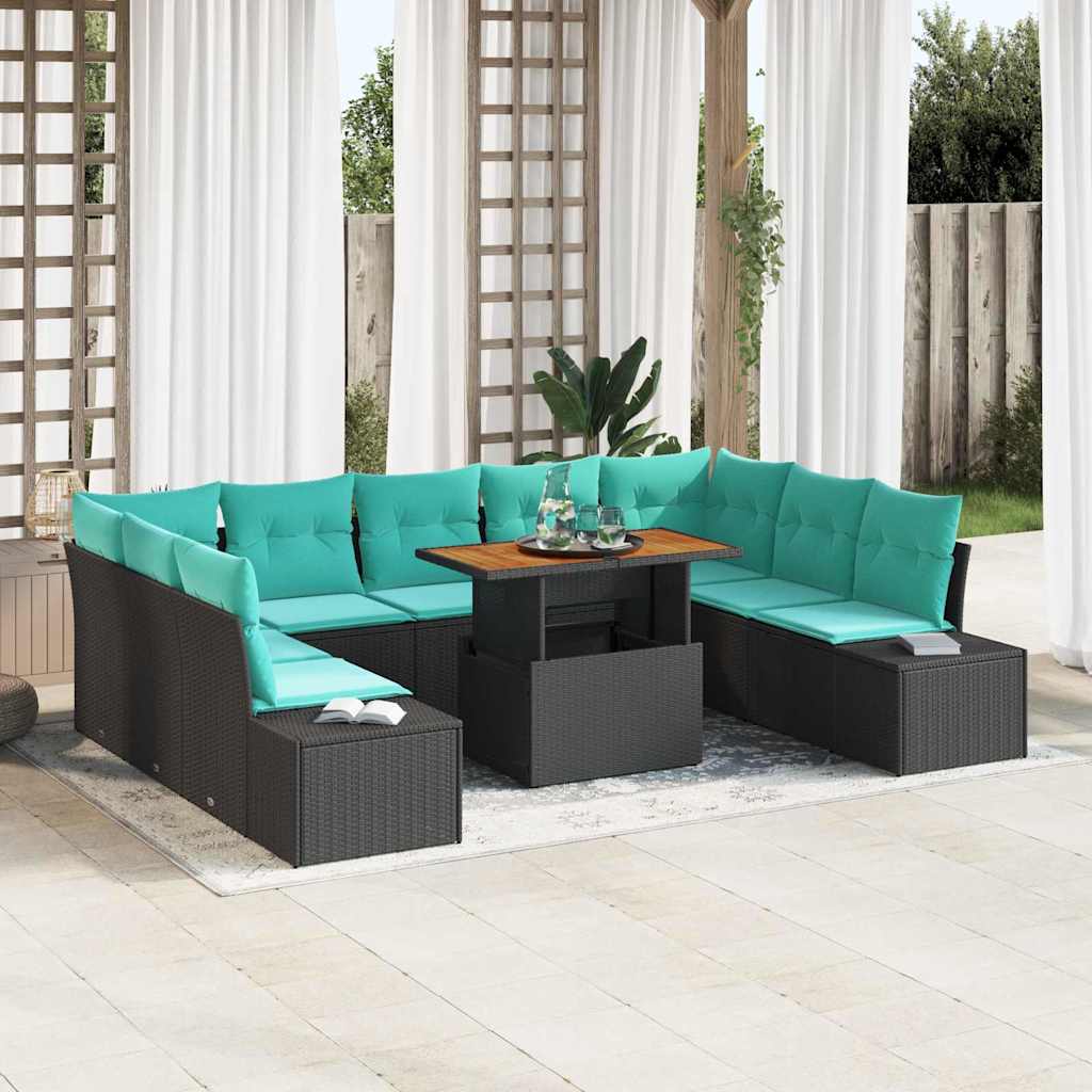vidaXL Tuin Sofa Set 10 st Zwart Poly riet