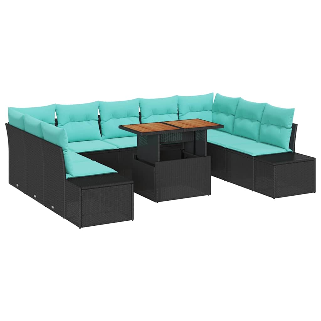 vidaXL Tuin Sofa Set 10 st Zwart Poly riet