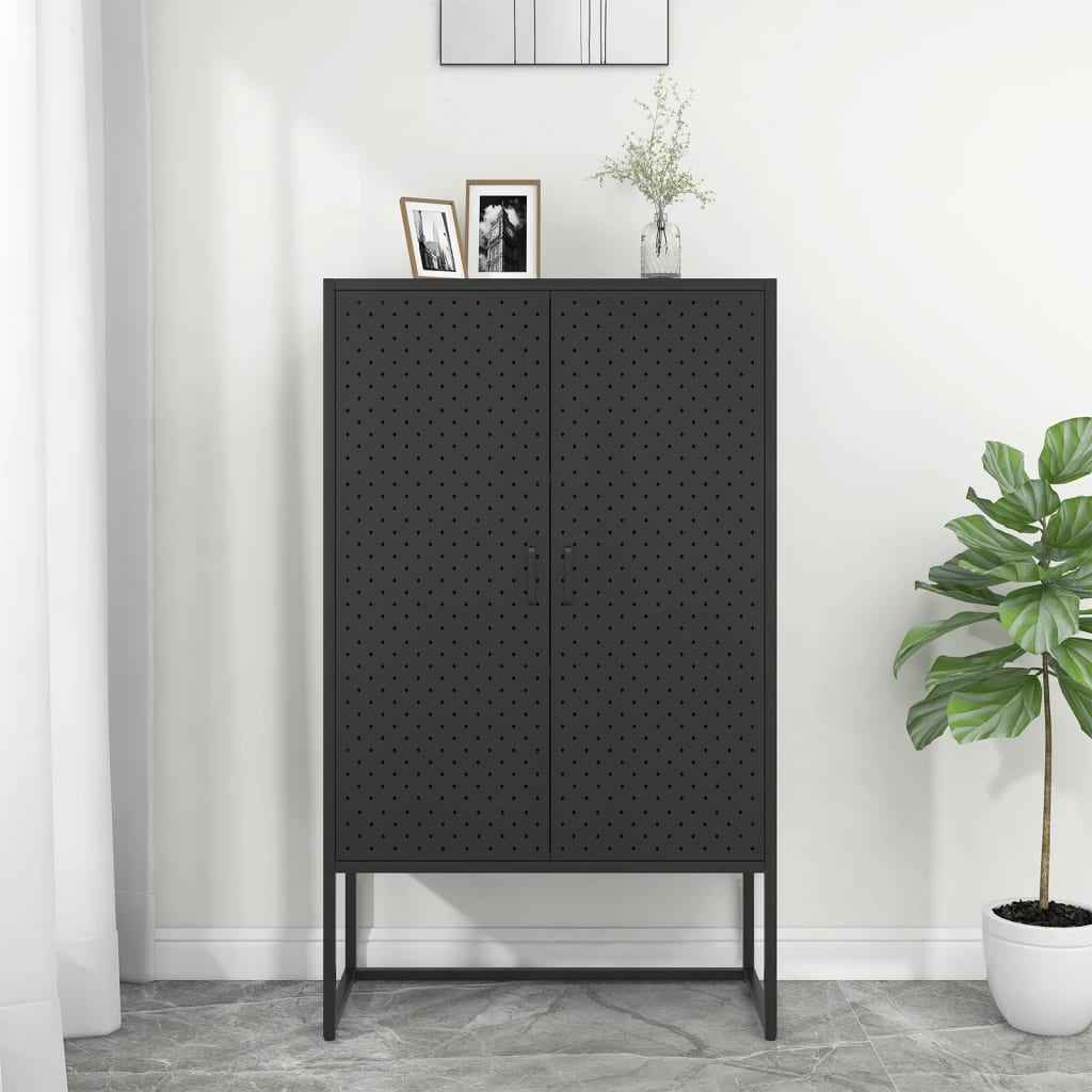 vidaXL Hoge kast 80x35x135 cm staal zwart