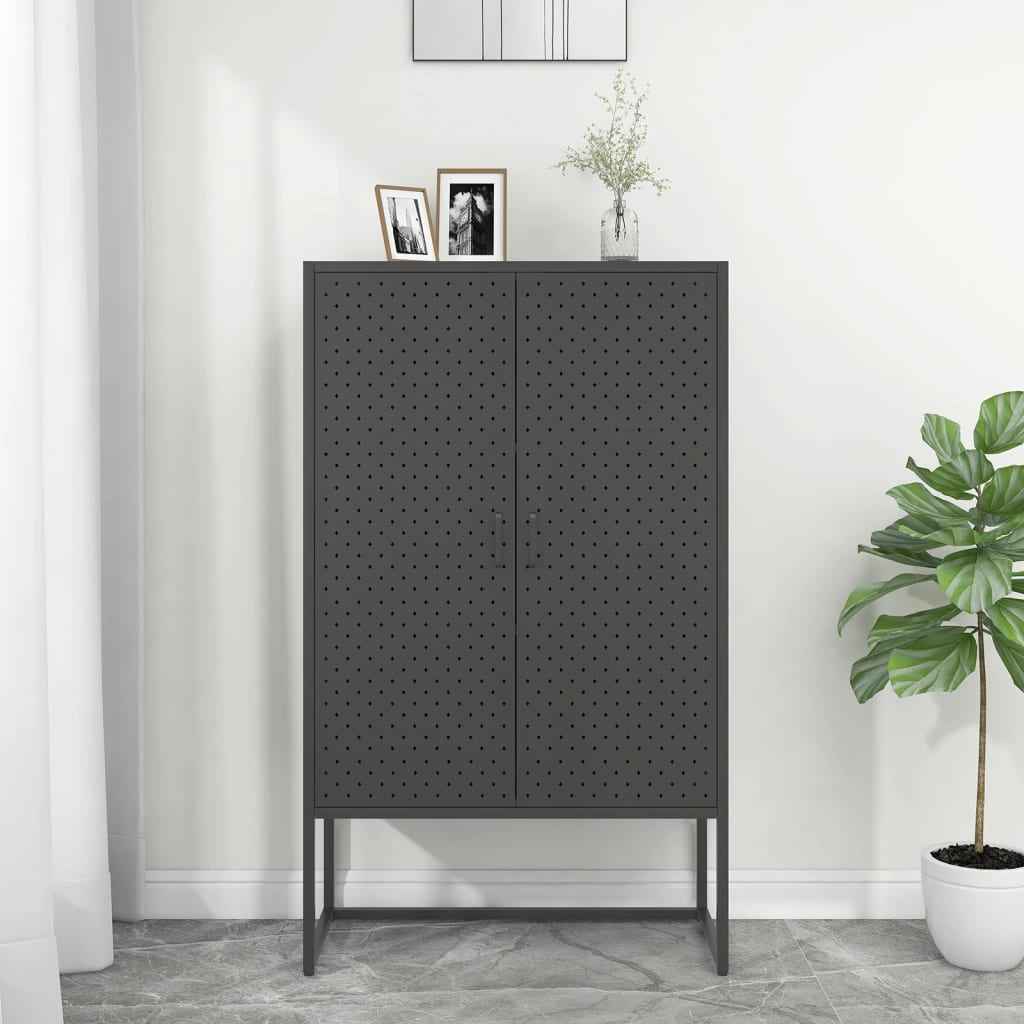 vidaXL Hoge kast 80x35x135 cm staal zwart