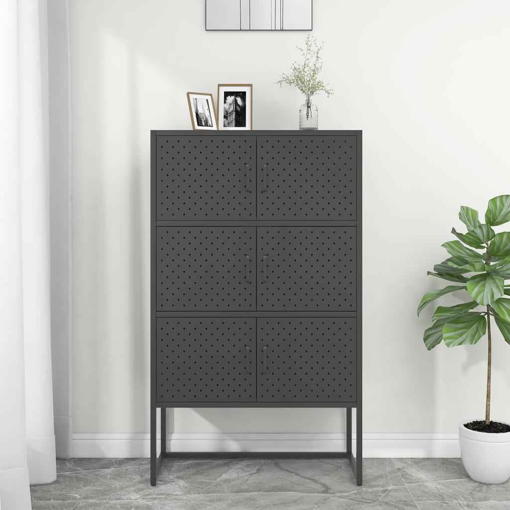 vidaXL Hoge kast 80x35x135 cm staal zwart