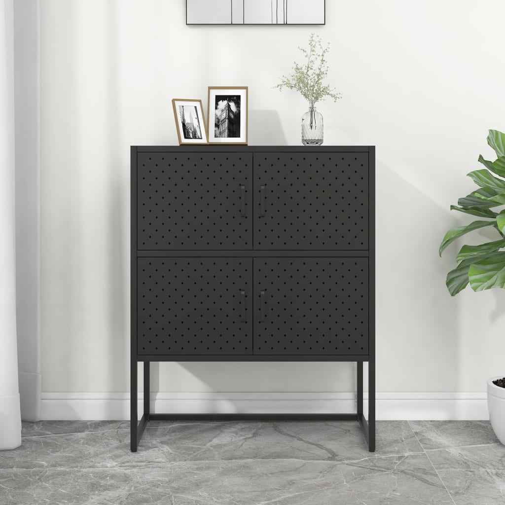 vidaXL Hoge kast 80x35x135 cm staal zwart