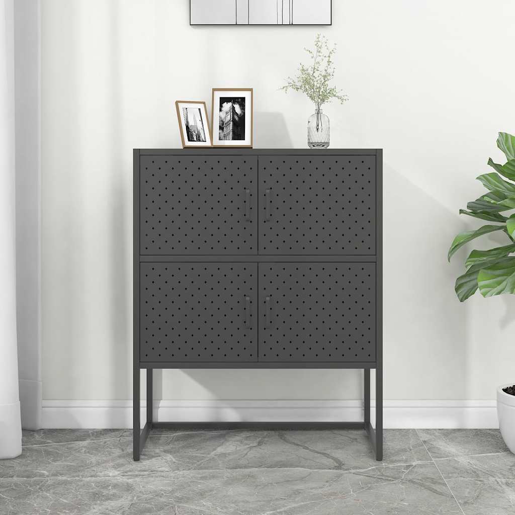 vidaXL Hoge kast 80x35x135 cm staal zwart