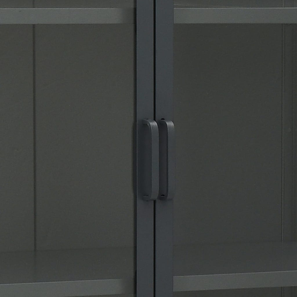 vidaXL Hoge kast 80x35x135 cm staal en gehard glas zwart