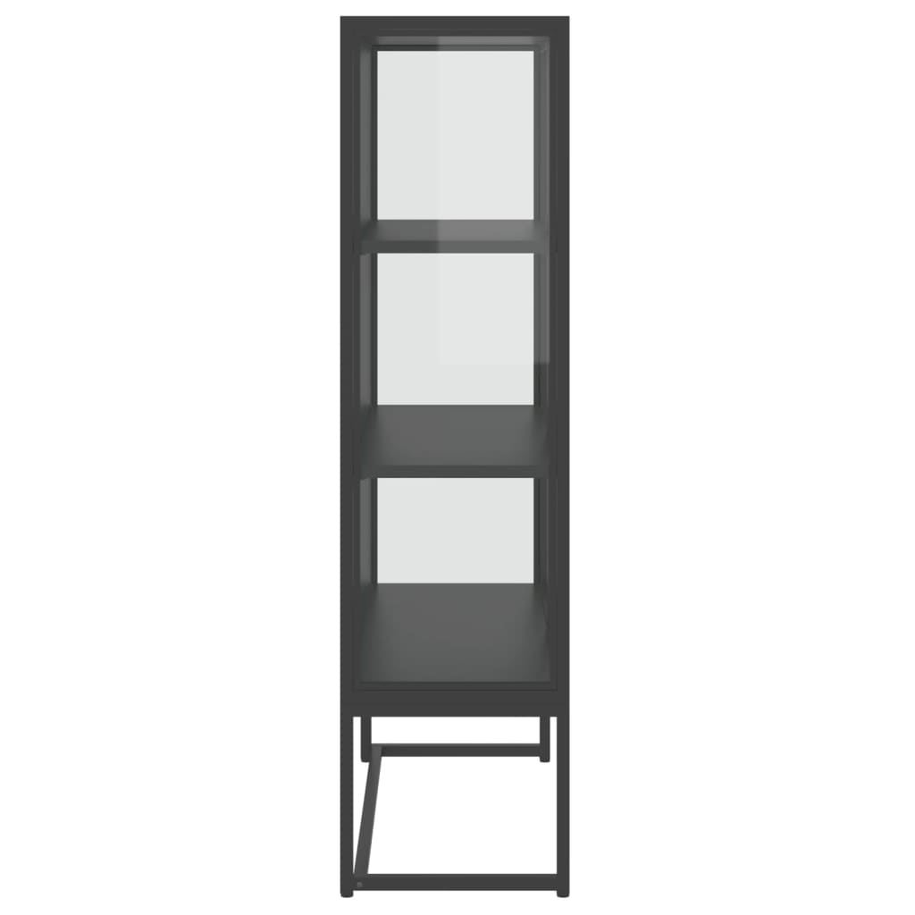 vidaXL Hoge kast 80x35x135 cm staal en gehard glas zwart