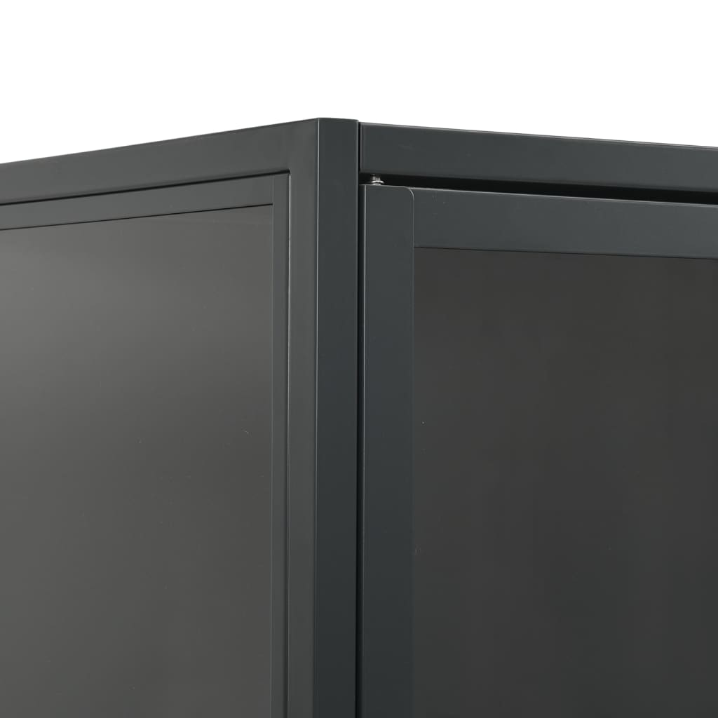 vidaXL Hoge kast 80x35x135 cm staal en gehard glas zwart