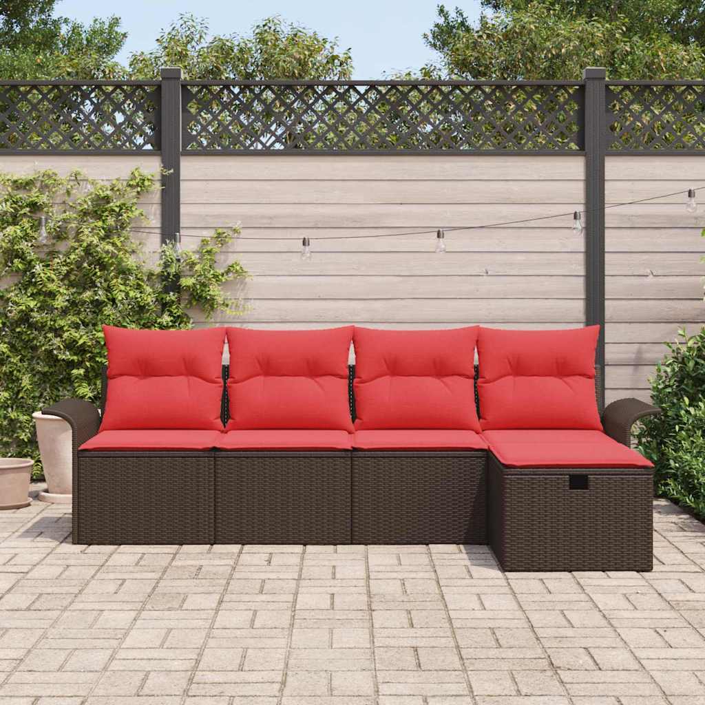 vidaXL Tuin Sofa Set met kussen 5 pcs Zwart en Turquoise poly rattan