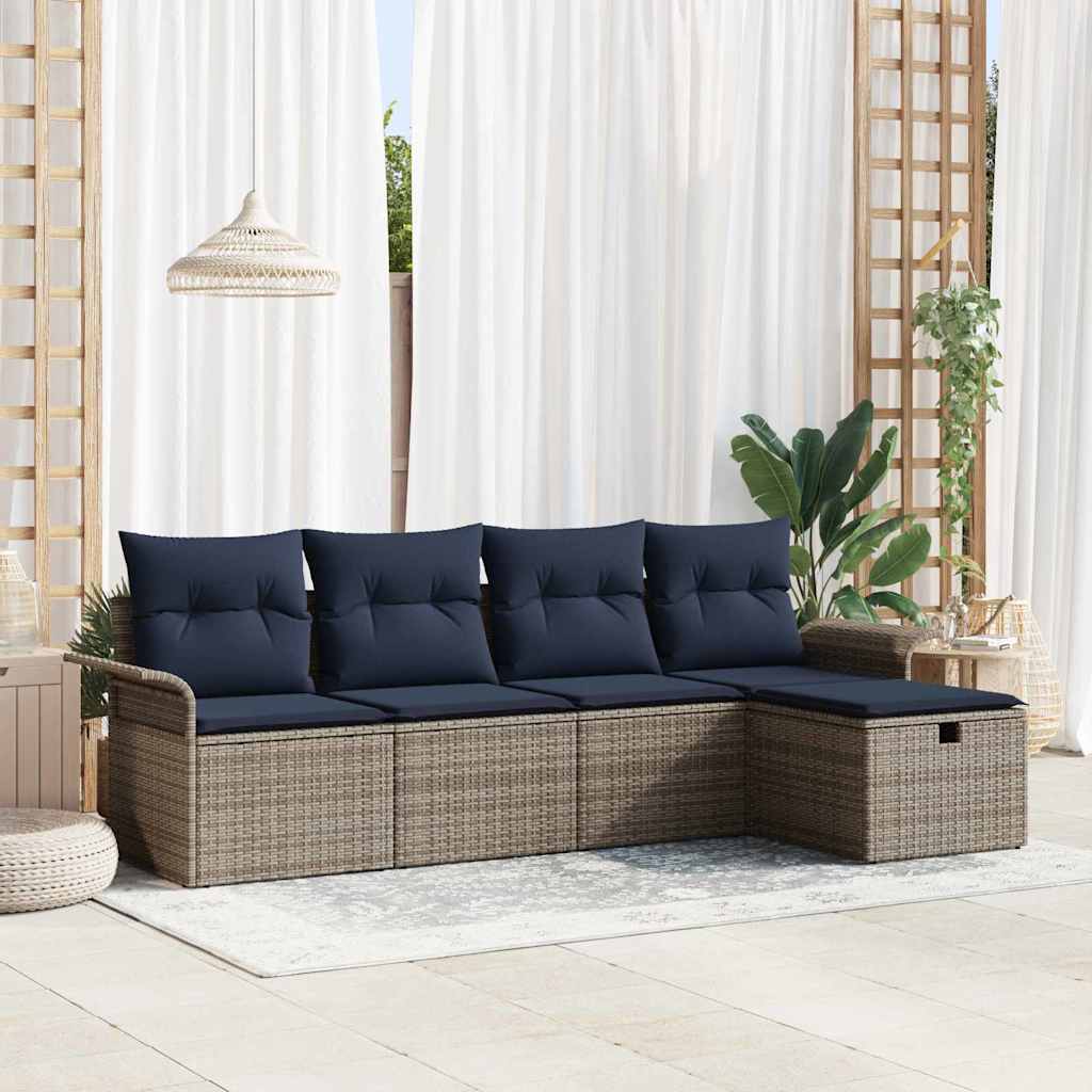 vidaXL Tuin Sofa Set met kussen 5 pcs Zwart en Turquoise poly rattan
