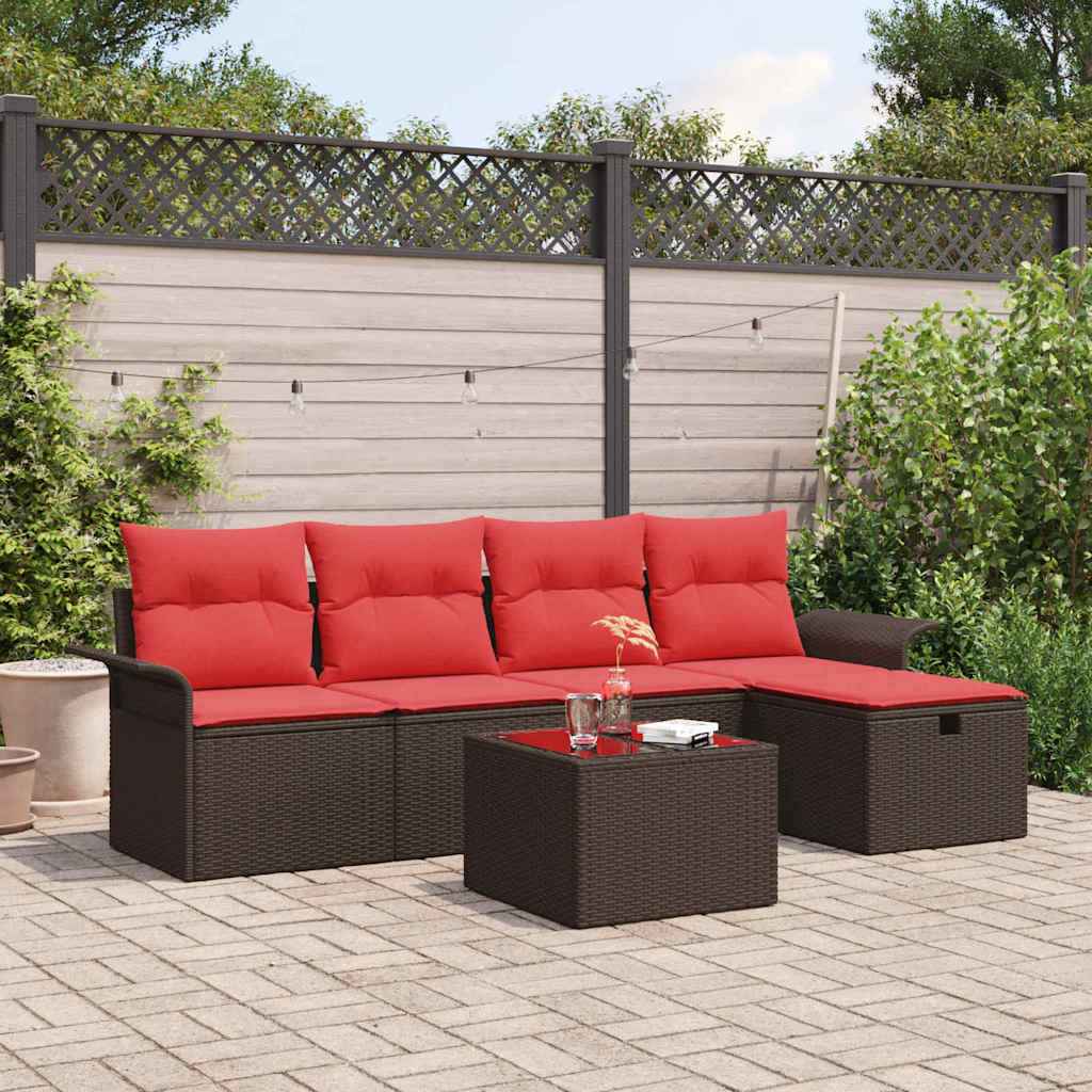 vidaXL Tuin Sofa Set met kussen 5 pcs Zwart en Turquoise poly rattan