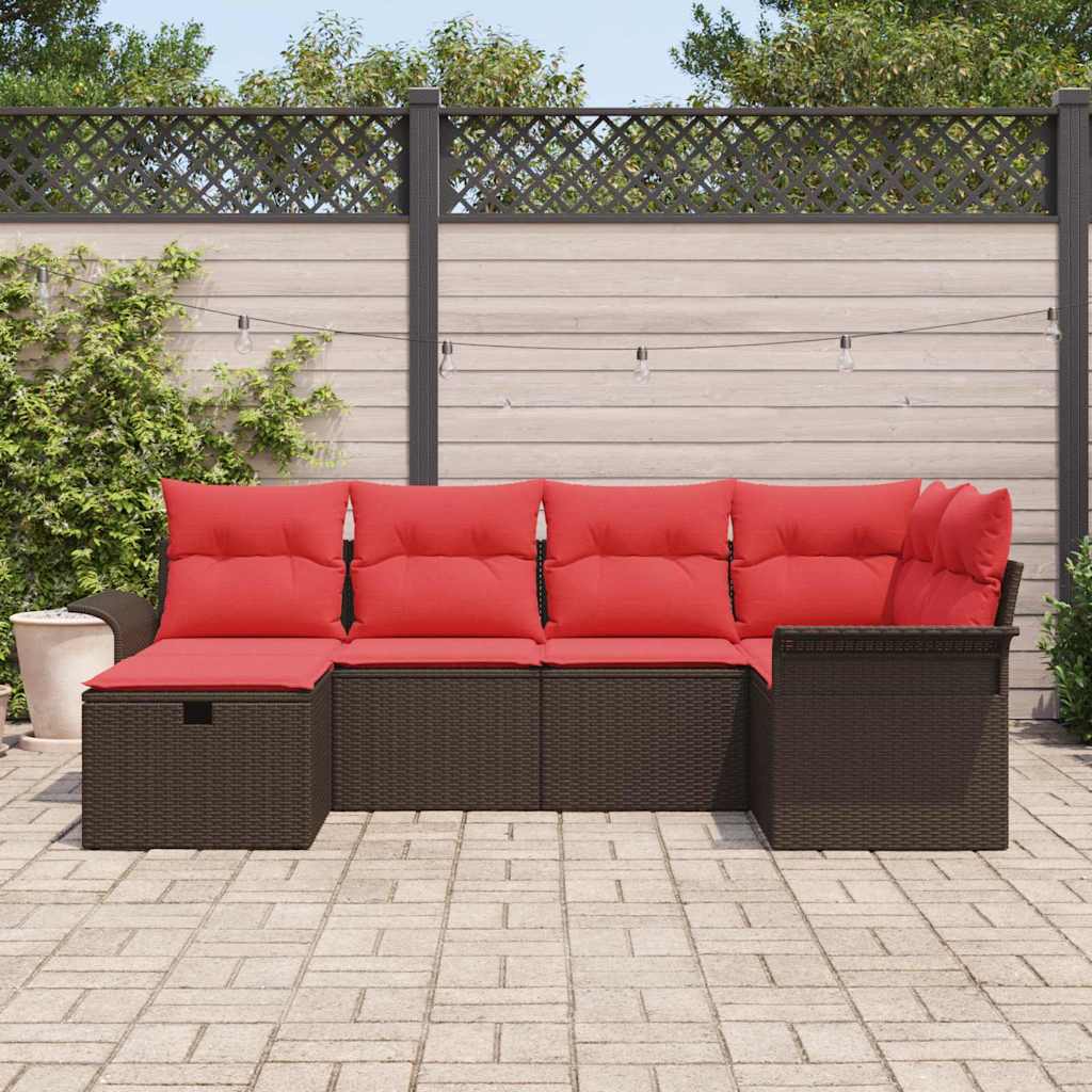 vidaXL Tuin Sofa Set met kussen 6 pcs Zwart en Turquoise poly rattan