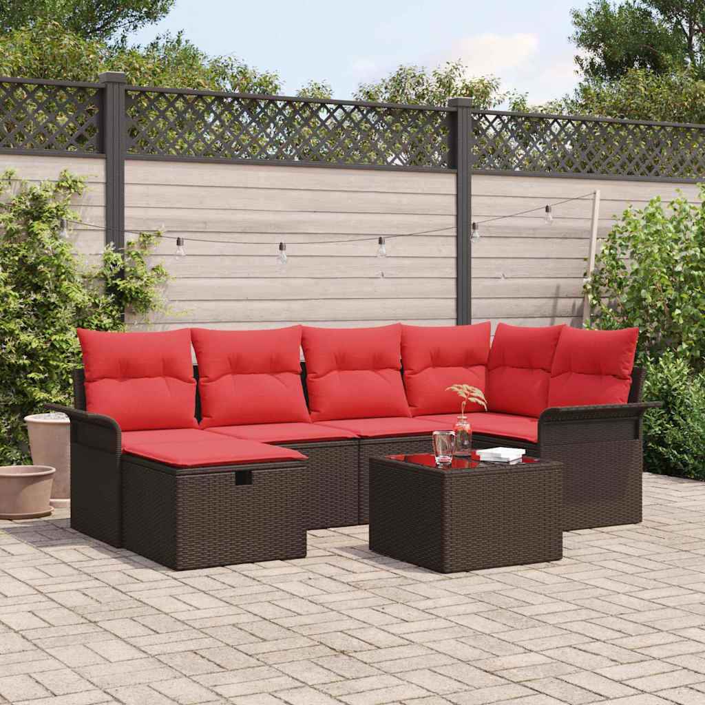 vidaXL Tuin Sofa Set met kussen 6 pcs Zwart en Turquoise poly rattan