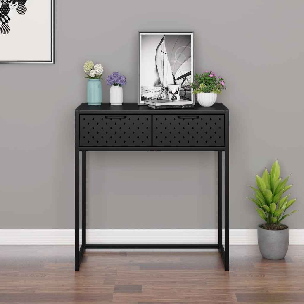vidaXL Wandtafel 72x35x75 cm staal zwart