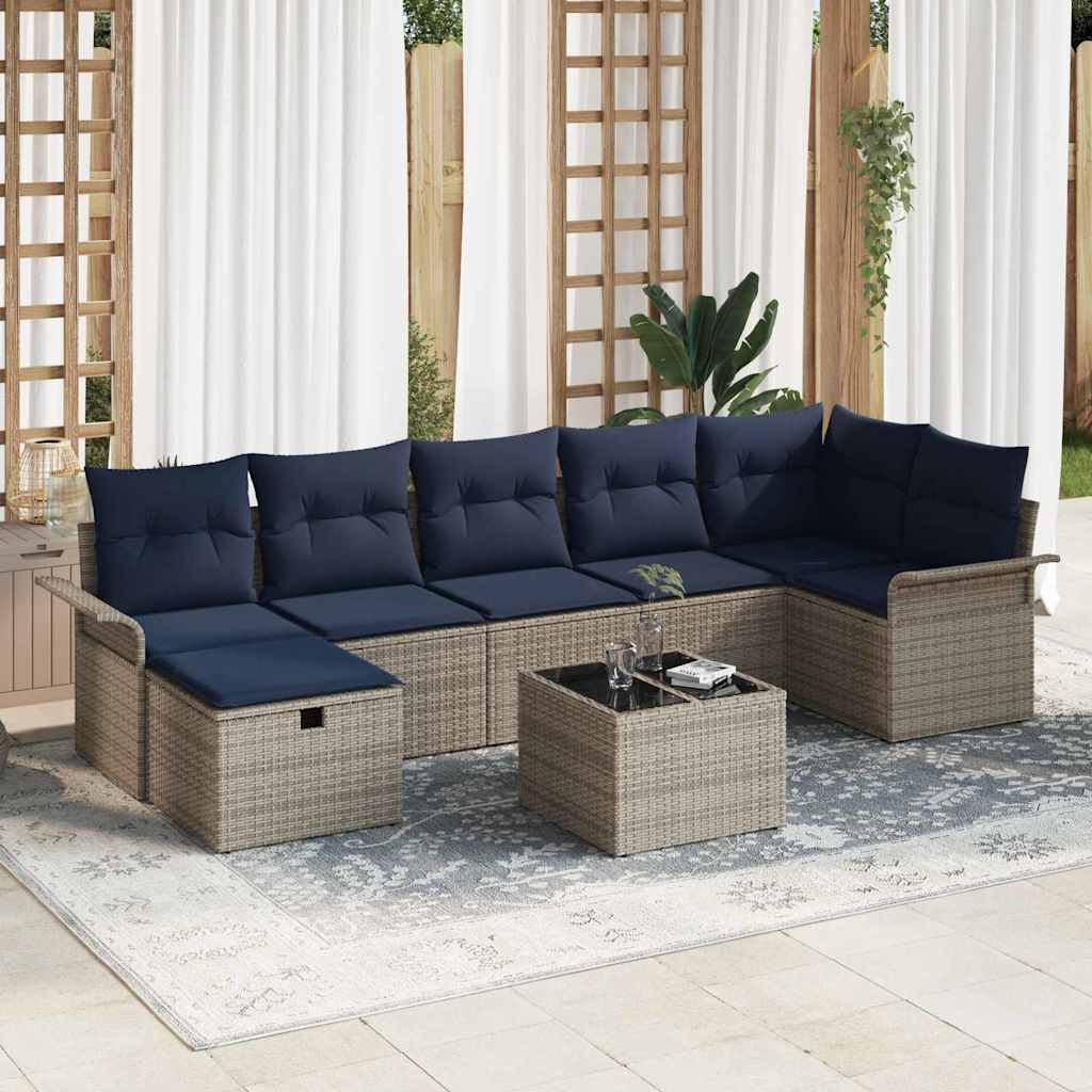 vidaXL Tuin Sofa Set met kussen 7 pcs Zwart en Turquoise poly rattan
