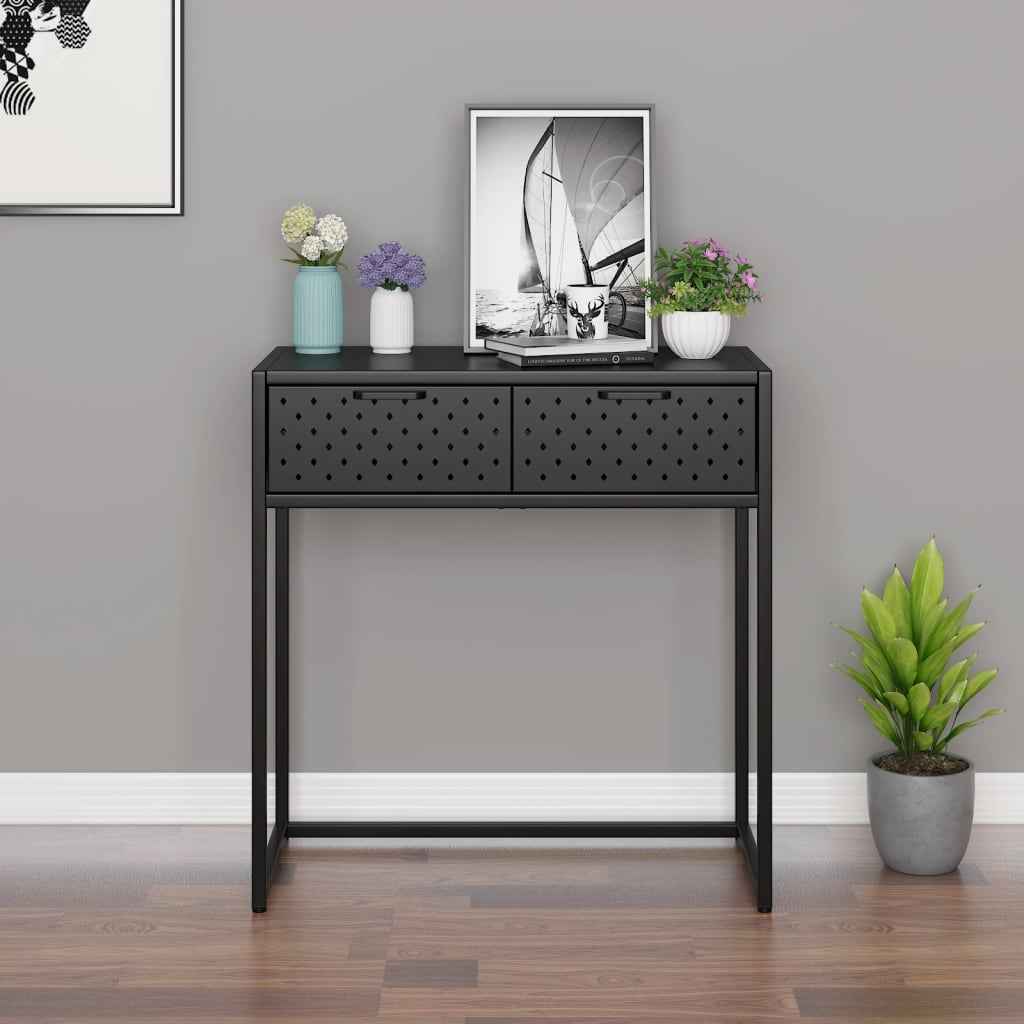 vidaXL Wandtafel 72x35x75 cm staal zwart