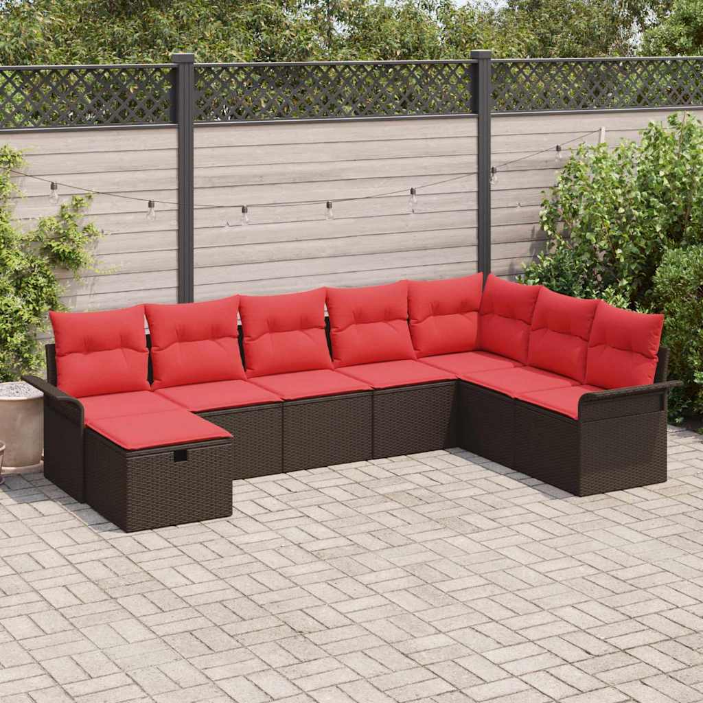 vidaXL Tuin Sofa Set met kussen 8 pcs Zwart en Turquoise poly rattan
