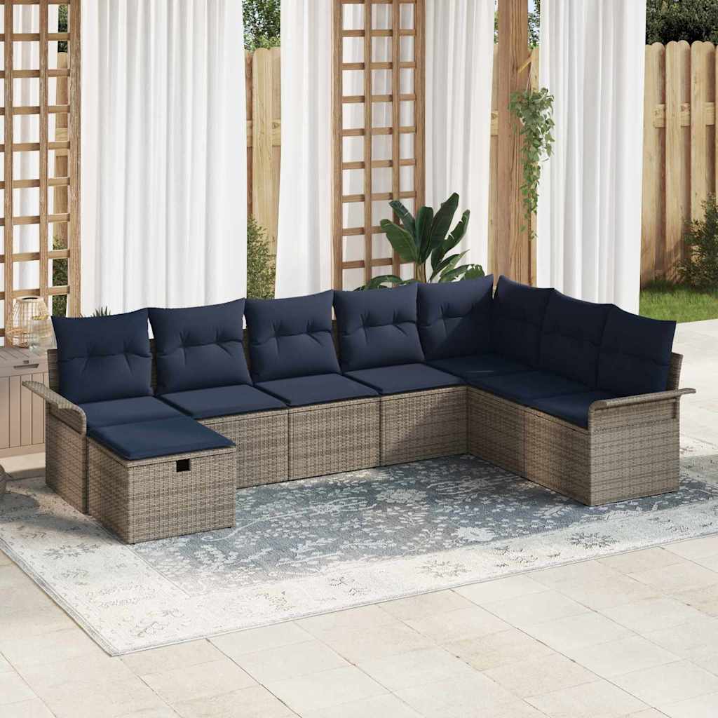 vidaXL Tuin Sofa Set met kussen 8 pcs Zwart en Turquoise poly rattan