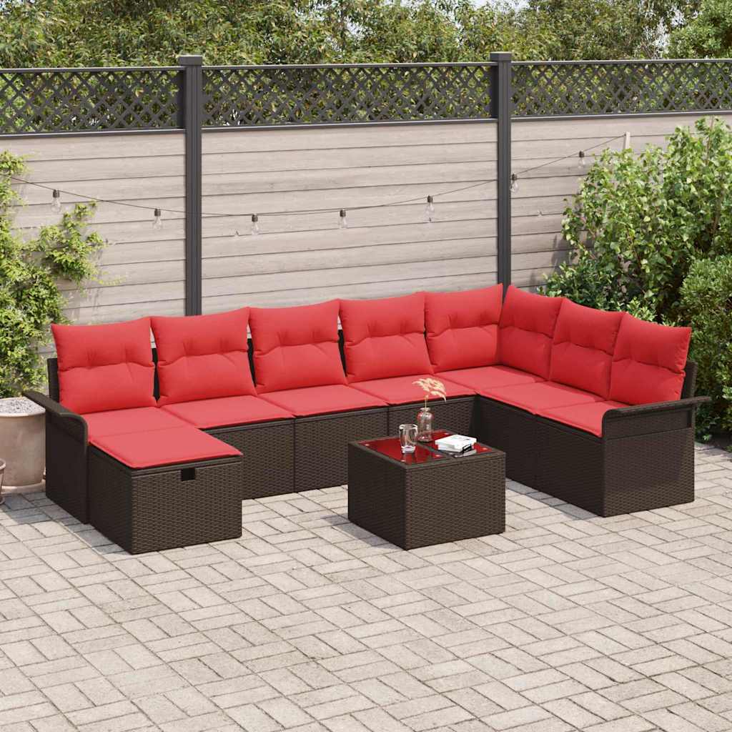 vidaXL Tuin Sofa Set met kussen 8 pcs Zwart en Turquoise poly rattan