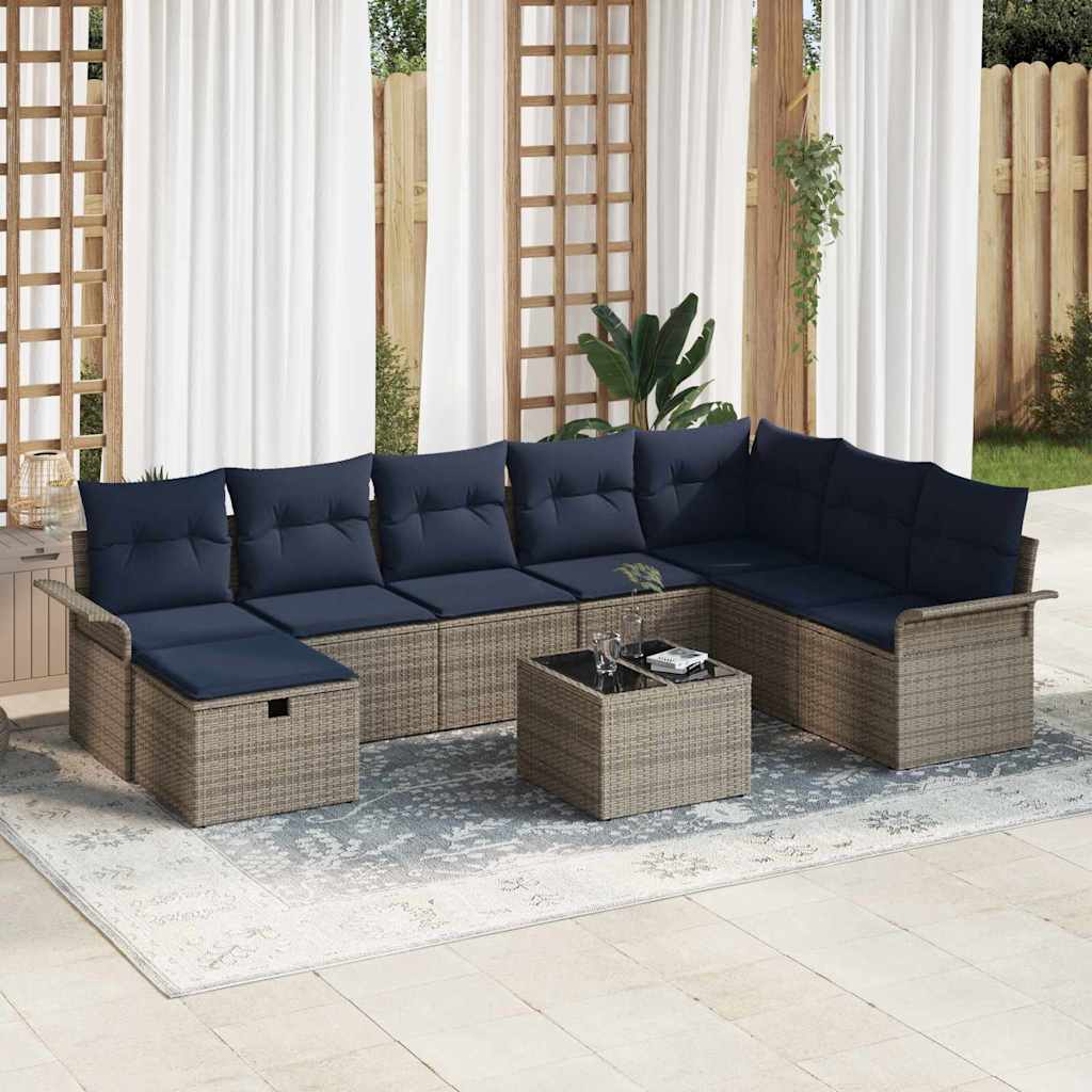 vidaXL Tuin Sofa Set met kussen 8 pcs Zwart en Turquoise poly rattan