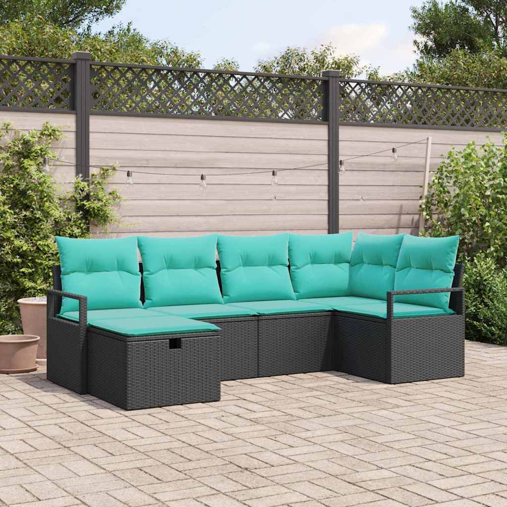 vidaXL Bankstel met kussen met opslag Bruin en Rood poly rattan