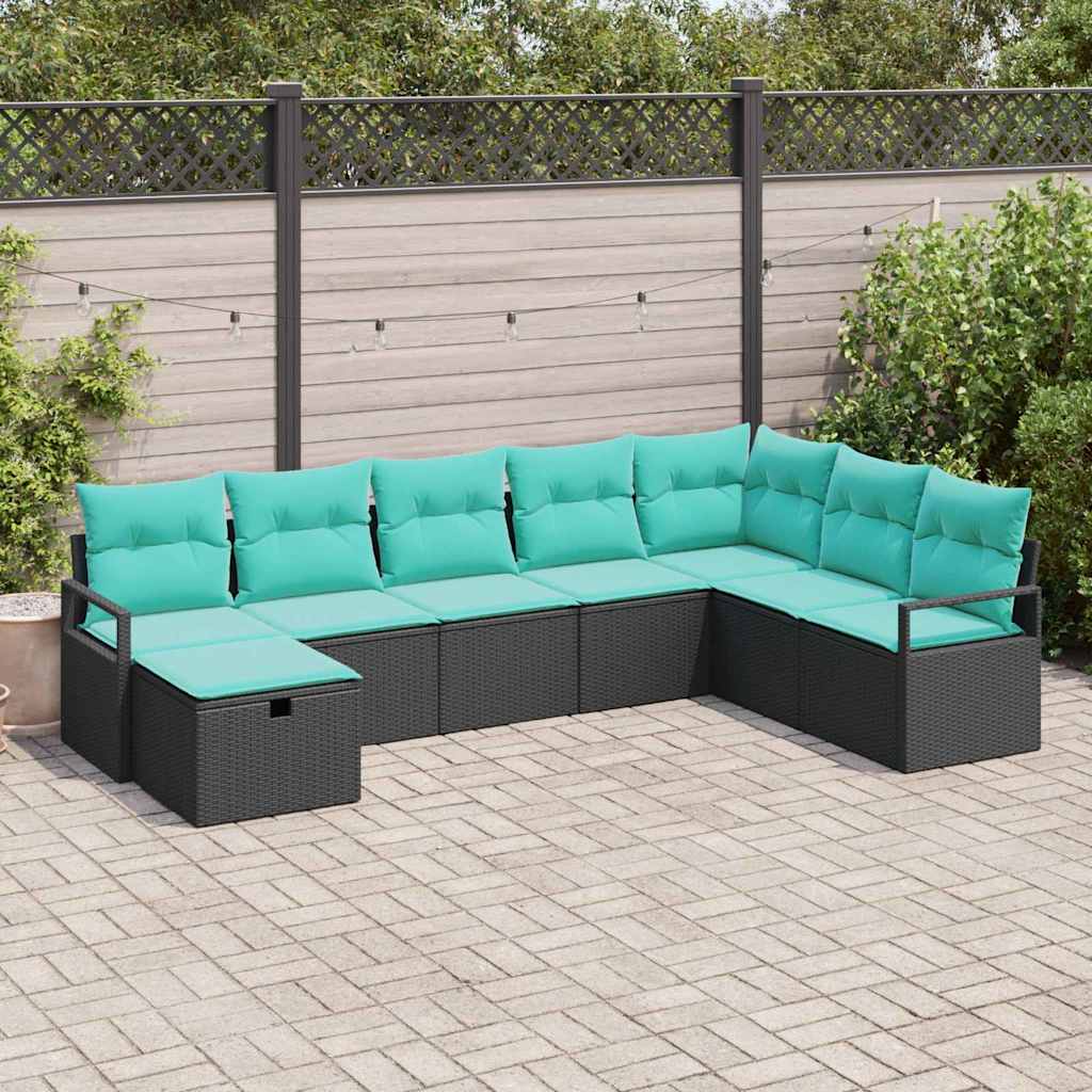 vidaXL Bankstel met kussen met opslag Bruin poly rattan