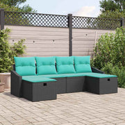 vidaXL Tuin Sofa Set met kussen 6 pcs Zwart Poly riet