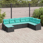 vidaXL Tuin Sofa Set met kussen 8 pcs Zwart Poly riet