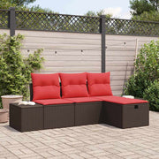 vidaXL Tuin Sofa Set met kussen met opslag 4 pcs poly rattan