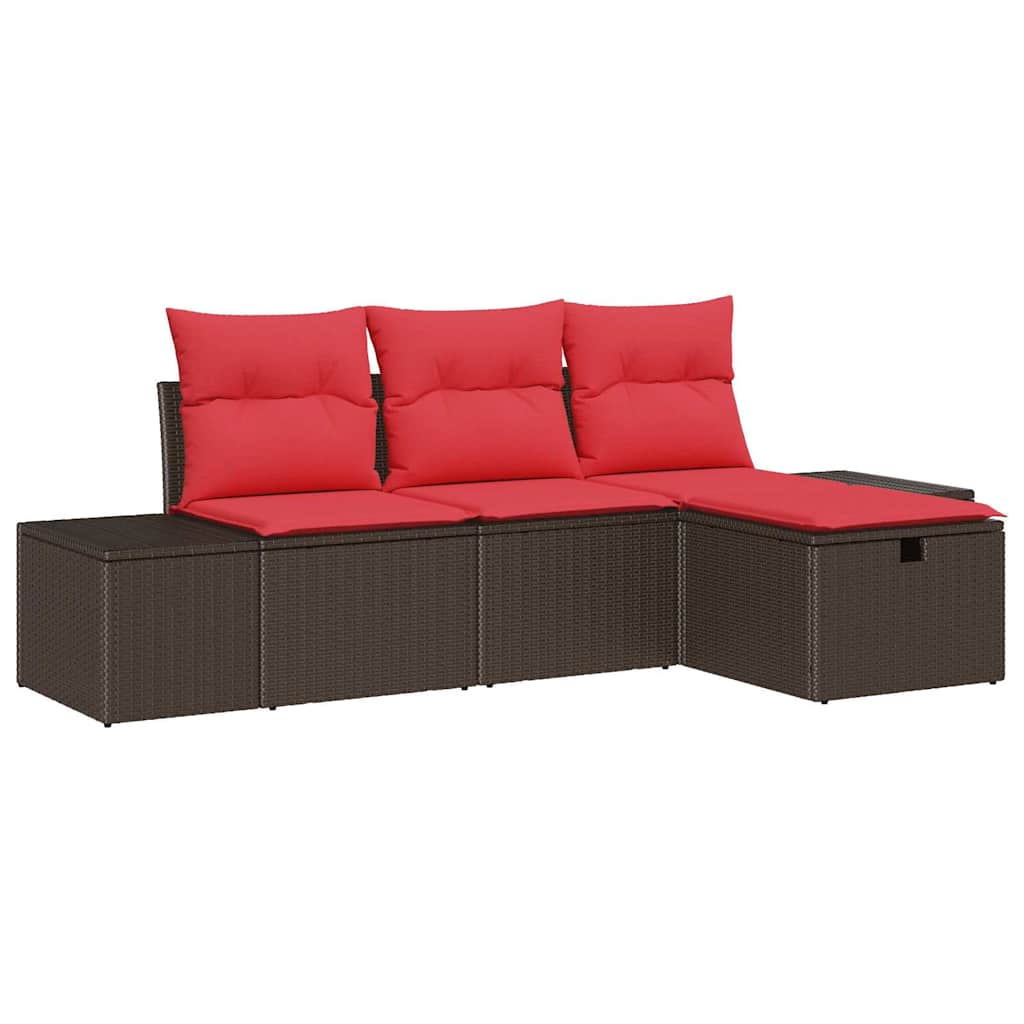 vidaXL Tuin Sofa Set met kussen met opslag 4 pcs poly rattan