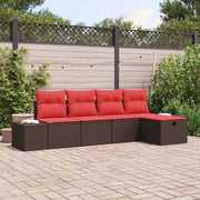 vidaXL Tuin Sofa Set met kussen 5 pcs Bruin poly rattan