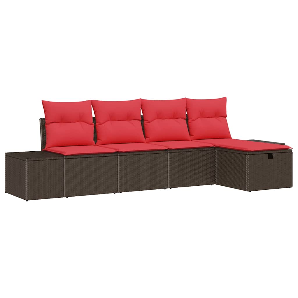 vidaXL Tuin Sofa Set met kussen 5 pcs Bruin poly rattan