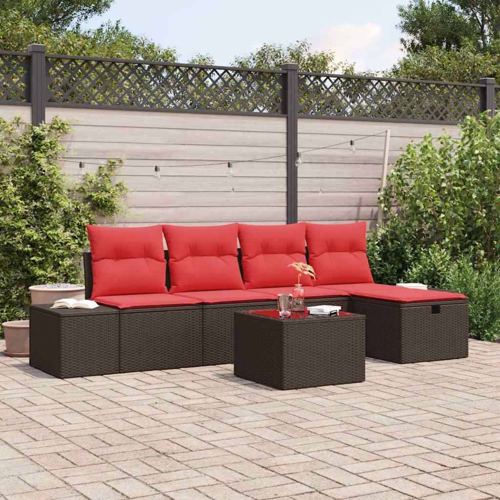 vidaXL Tuin Sofa Set met kussen 5 pcs Bruin poly rattan