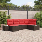 vidaXL Tuin Sofa Set met kussen 6 pcs Bruin poly rattan