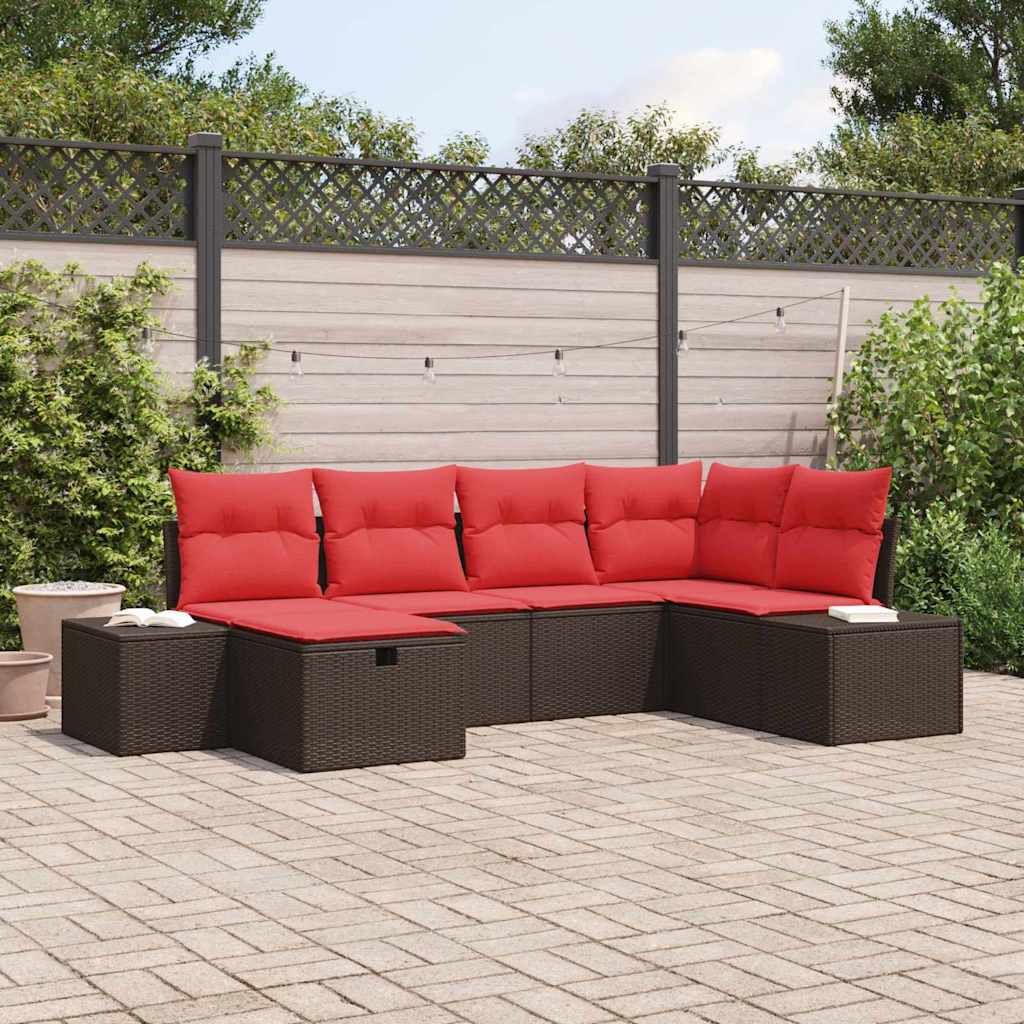 vidaXL Tuin Sofa Set met kussen 6 pcs Bruin poly rattan